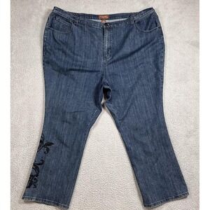 Liz & Me Signature Jeans Womens 28W Blue Denim Embroidered‎ Stretch Pants Casual